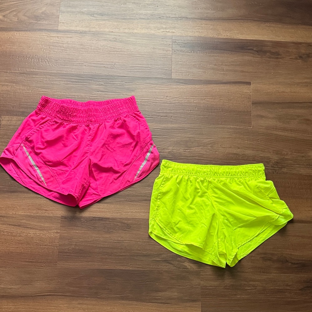 Vibrant Pink and Neon Yellow Women's Athletic Shorts
